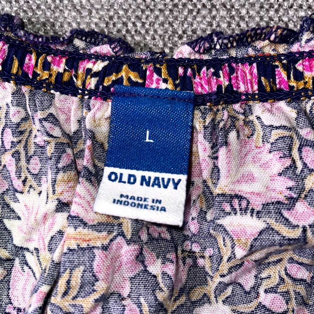 Old Navy Waist Defined Midi Dress Womens Large Multicolor Floral Smocked Bodice - Picture 7 of 13